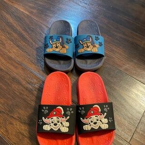 Vintage Paw Patrol Kids Slide Sandals - Blue and Black
